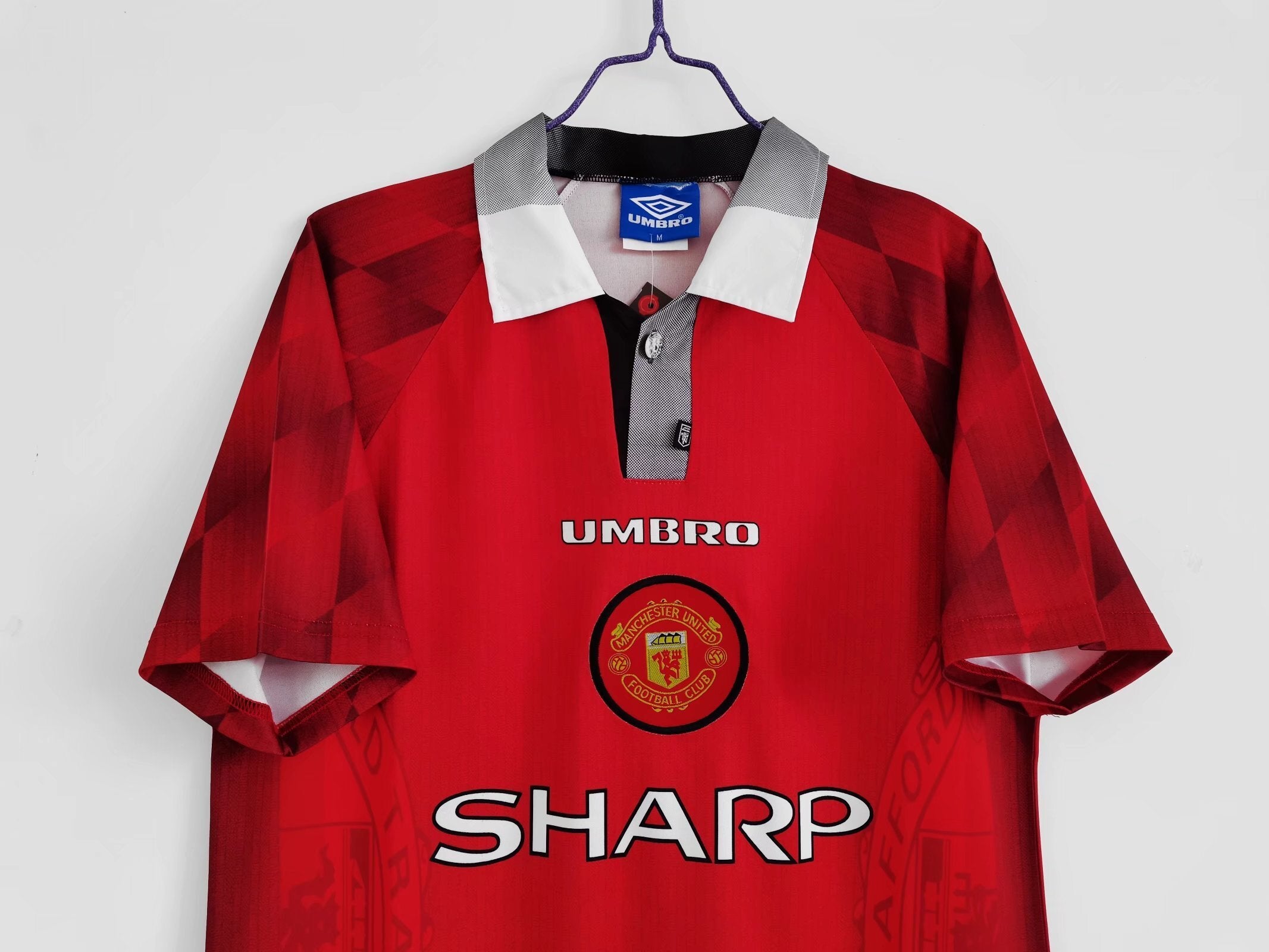 1996-98 Manchester United Home Retro Vintage Football Jersey - Umbro Sharp Era