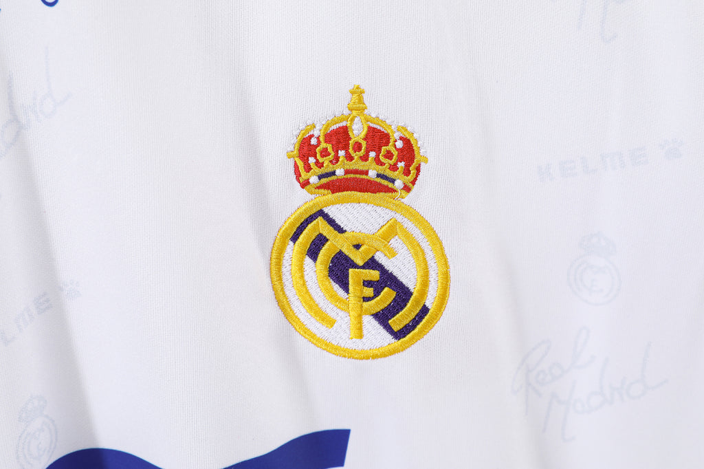 1996-97 Real Madrid Home Retro Vintage Football Jersey - Kelme Teka Paw Print Edition