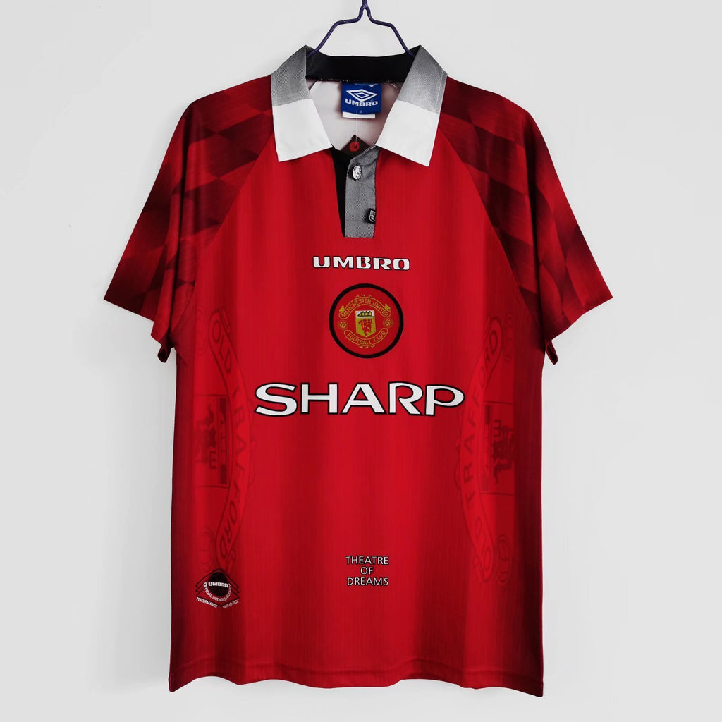 1996-98 Manchester United Home Retro Vintage Football Jersey - Umbro Sharp Era