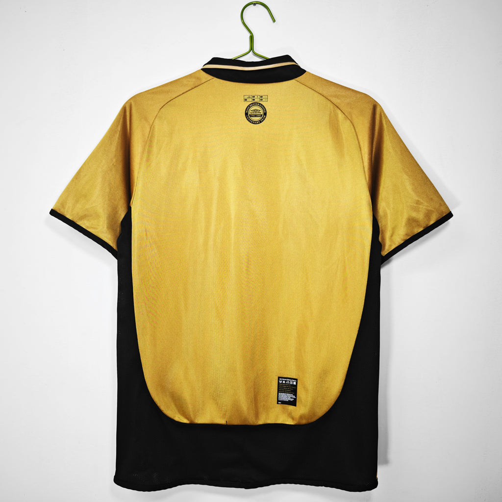 2001-02 Manchester United Centenary Retro Vintage Football Jersey - Umbro Vodafone Gold Edition