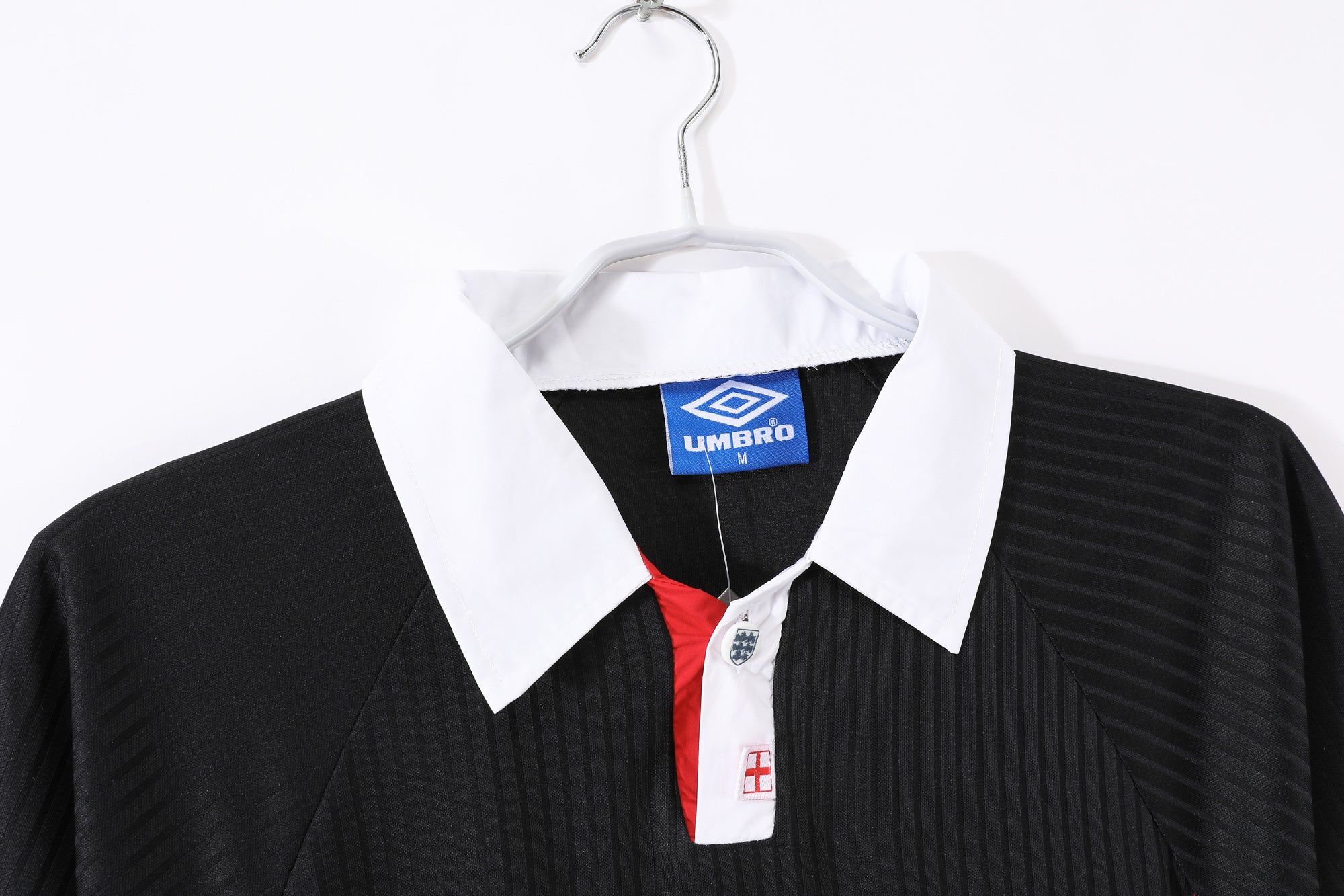 1998 England Away Retro Black & Red Football Jersey