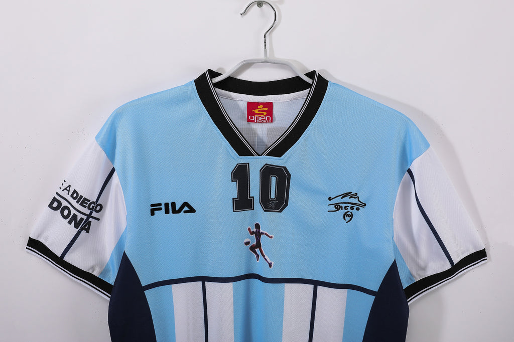 2001 Diego Maradona Testimonial Retro Vintage Football Jersey - Fila Argentina Tribute Edition