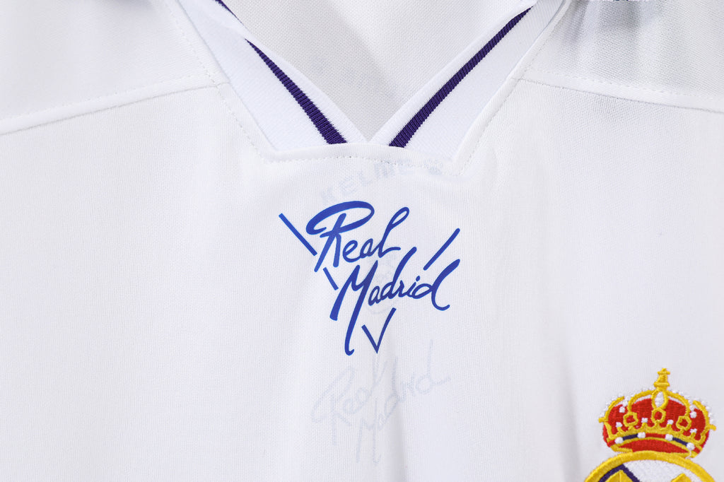 1996-97 Real Madrid Home Retro Vintage Football Jersey - Kelme Teka Paw Print Edition