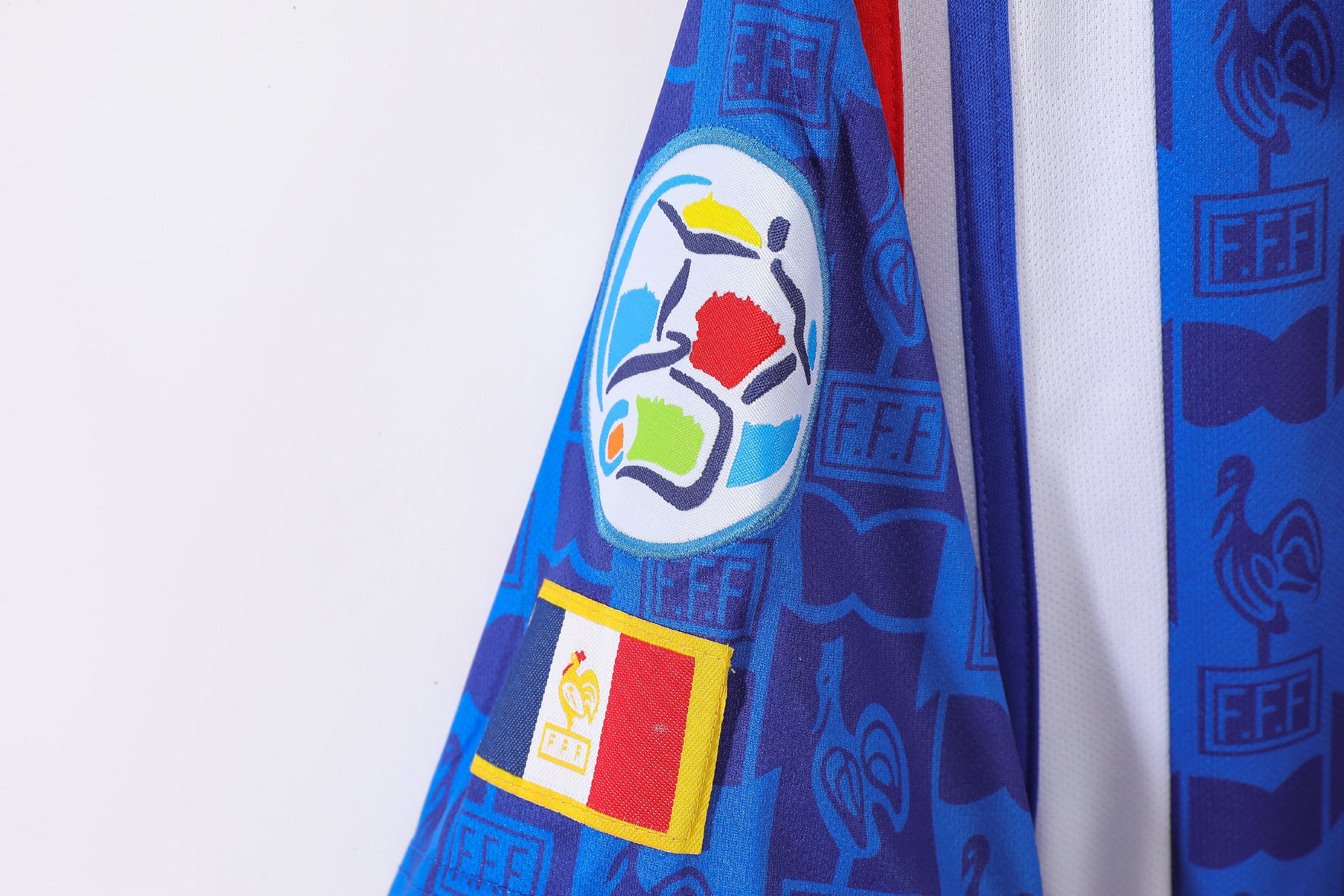 1994-96 France Home Retro Vintage Football Jersey - Adidas Lace-Up Collar Edition