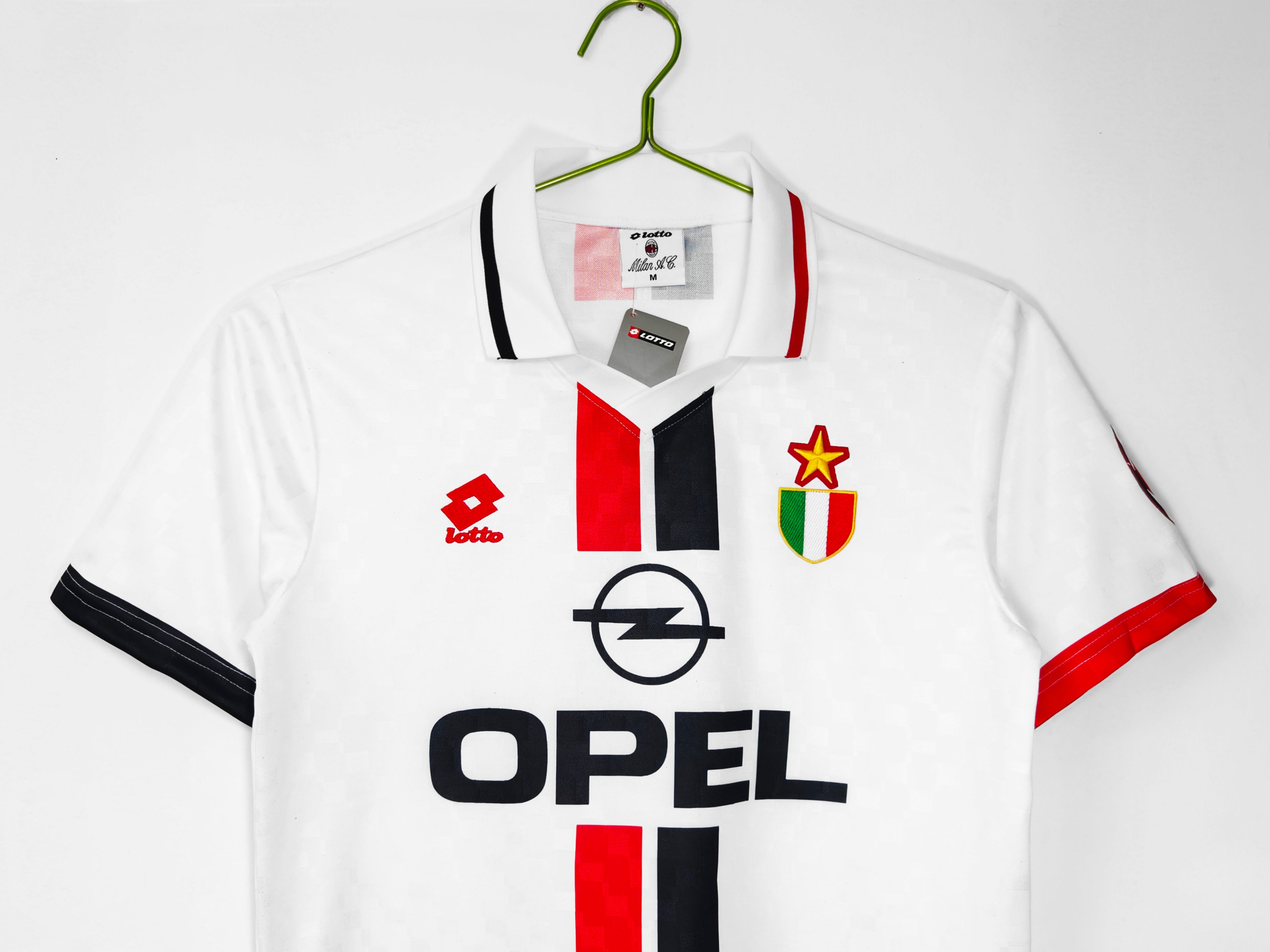 1995-96 AC Milan Away Retro Vintage Football Jersey - Lotto Opel Scudetto Edition