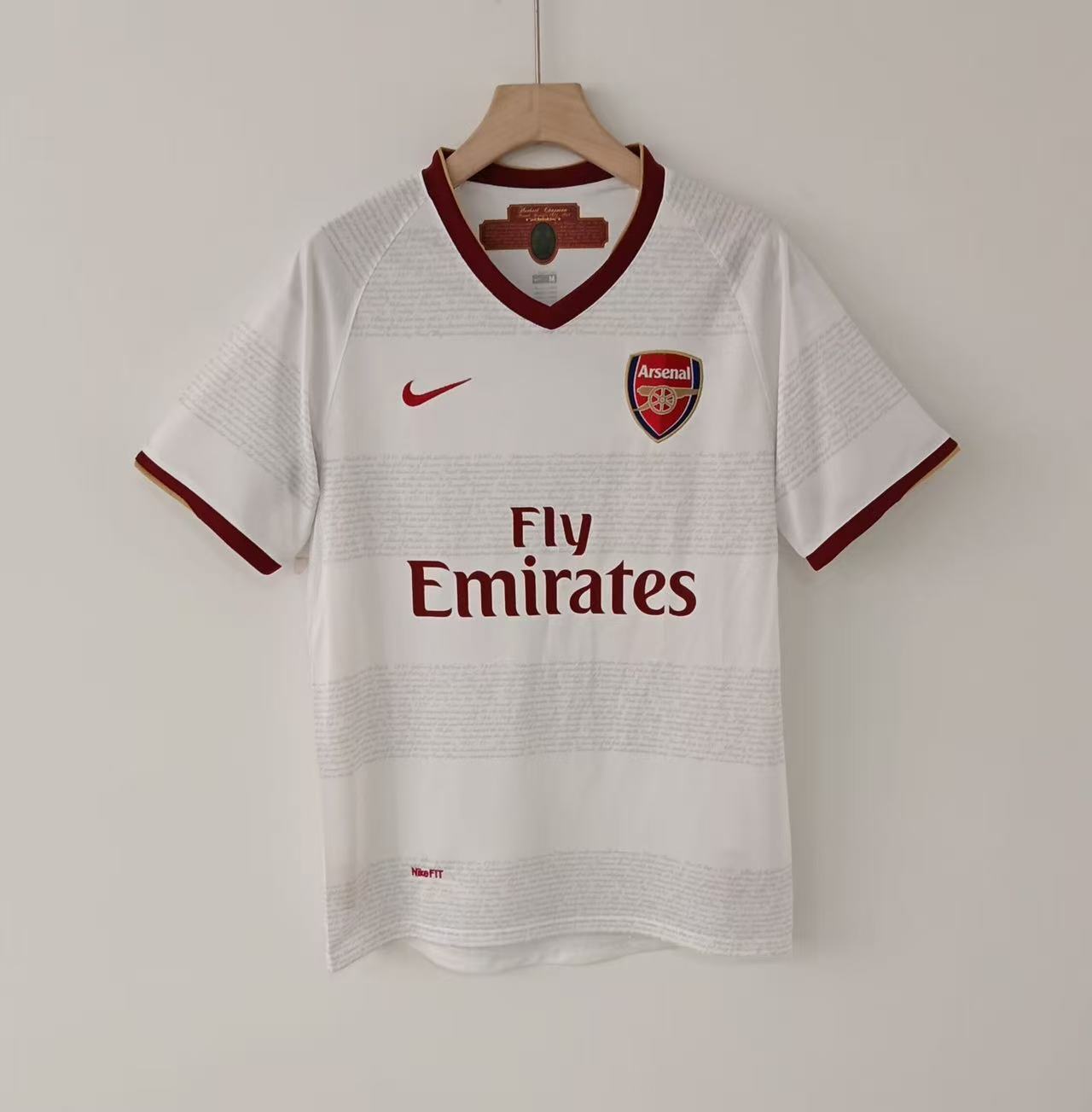 2007-08 Arsenal Away Retro Vintage Football Jersey - Nike Fly Emirates Redcurrant