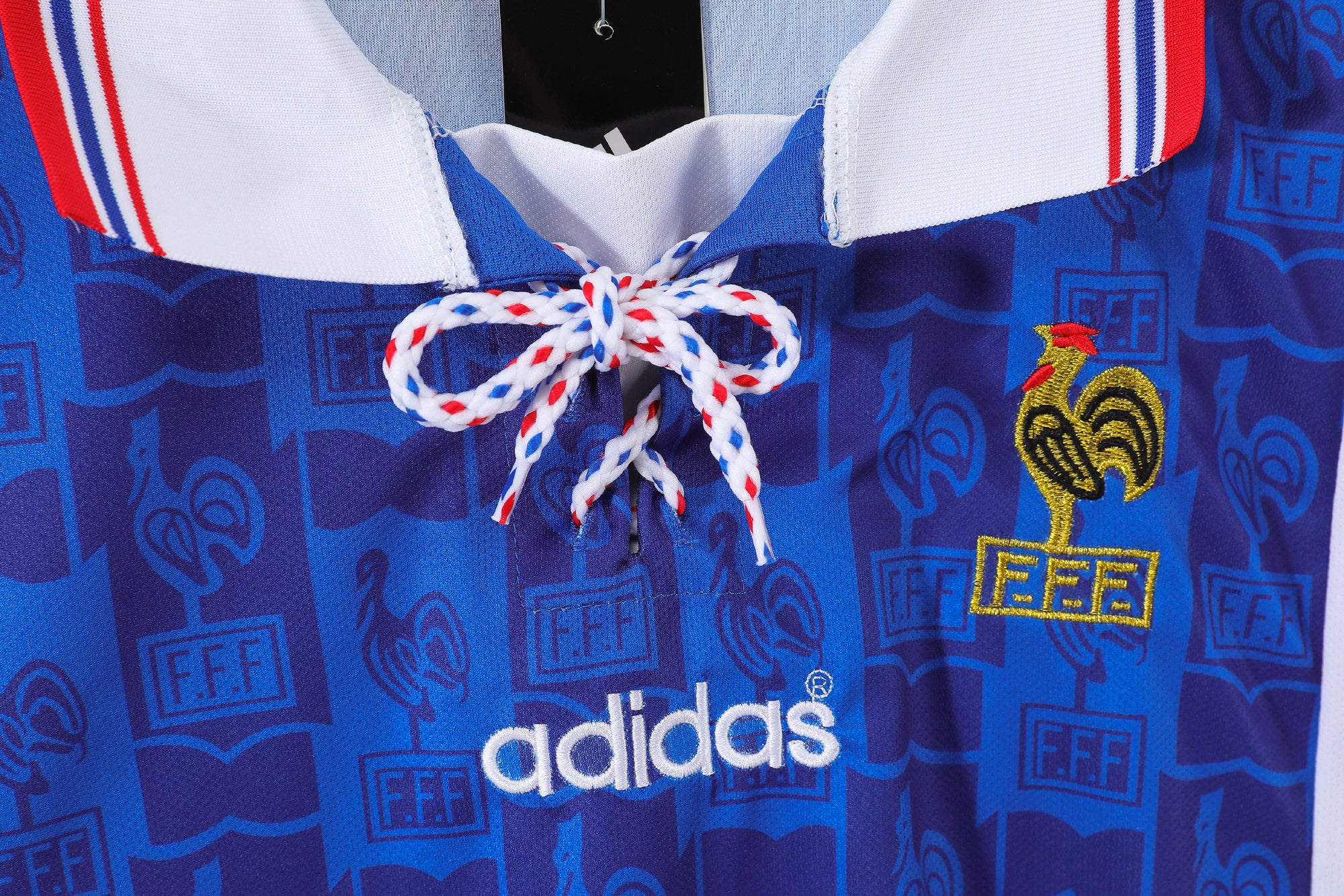 1994-96 France Home Retro Vintage Football Jersey - Adidas Lace-Up Collar Edition